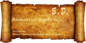 Benkovits Dusán névjegykártya